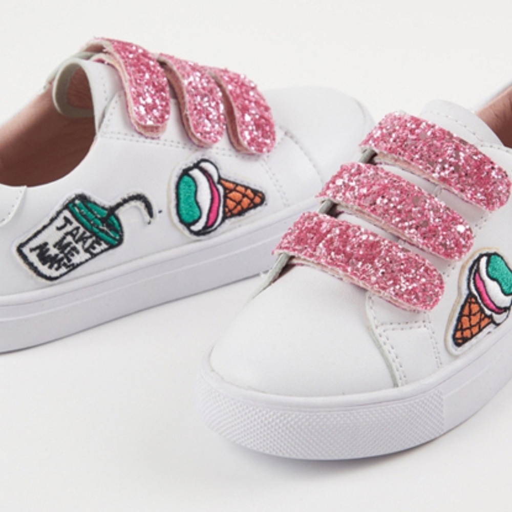 Toddler Girls Pink Glitter Velcro Sneakers - Picture 3 of 8